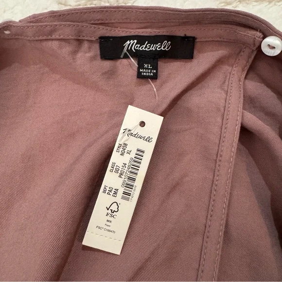Madewell Mauve Pink Relaxed Tulip Back Long Sleeve Top, Women’s XL, NWT - Picture 5 of 6